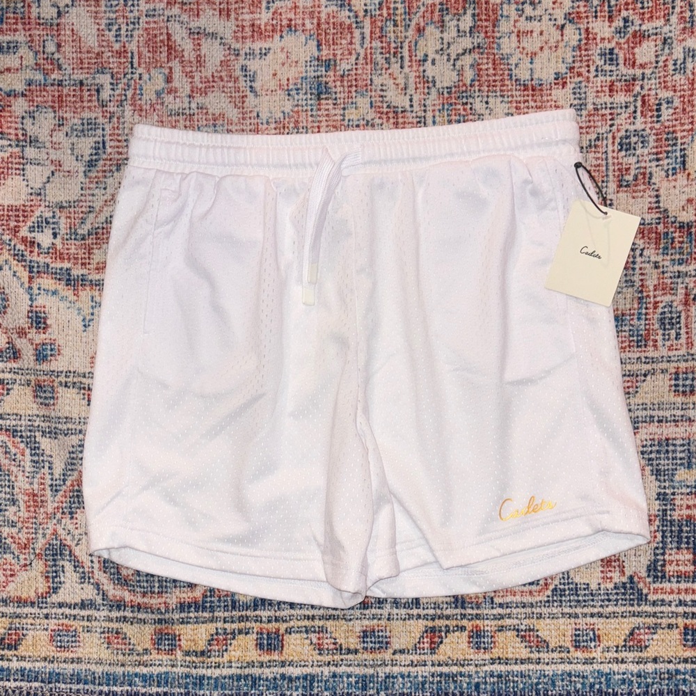 Cadets Check Out Mesh Shorts in White SZ 12/14 (31-34” Waist) NWT